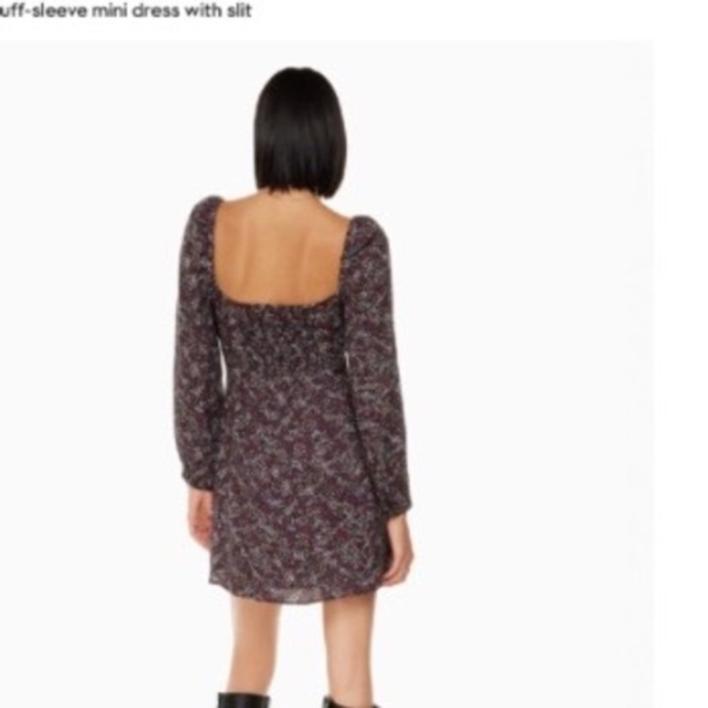 Wilfred Aritzia Mini Dress Floral Sweetheart Neck Puff Sleeve Smocked Back - Picture 6 of 6